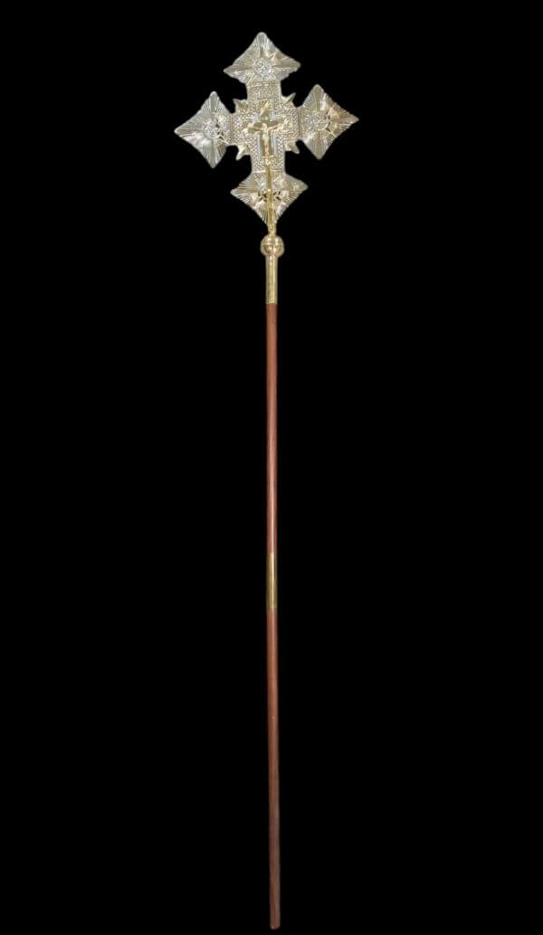 Large Striking Brass Coptic Styled Processional Cross