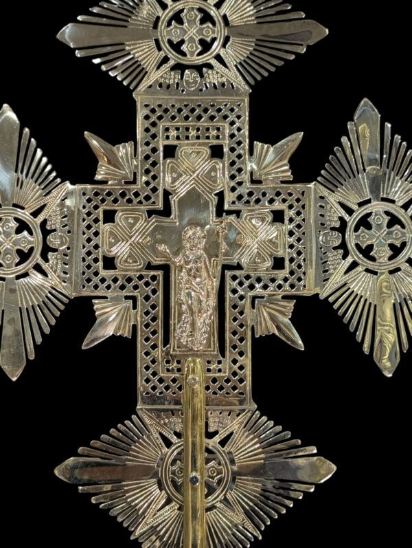 Large Striking Brass Coptic Styled Processional Cross