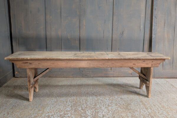 Simple Victorian Pine Bench from St Giles Darlton