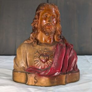 French Vintage Plaster Bust of Christ the Sacred Heart