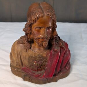 French Vintage Plaster Bust of Christ the Sacred Heart
