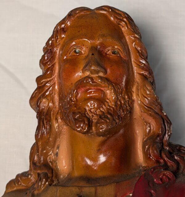 French Vintage Plaster Bust of Christ the Sacred Heart
