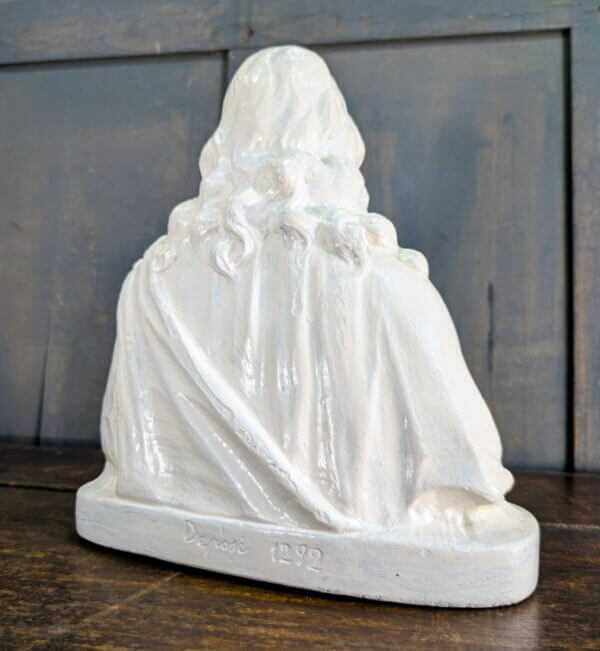 Large White Antique French Bust of Christ the Sacred Heart