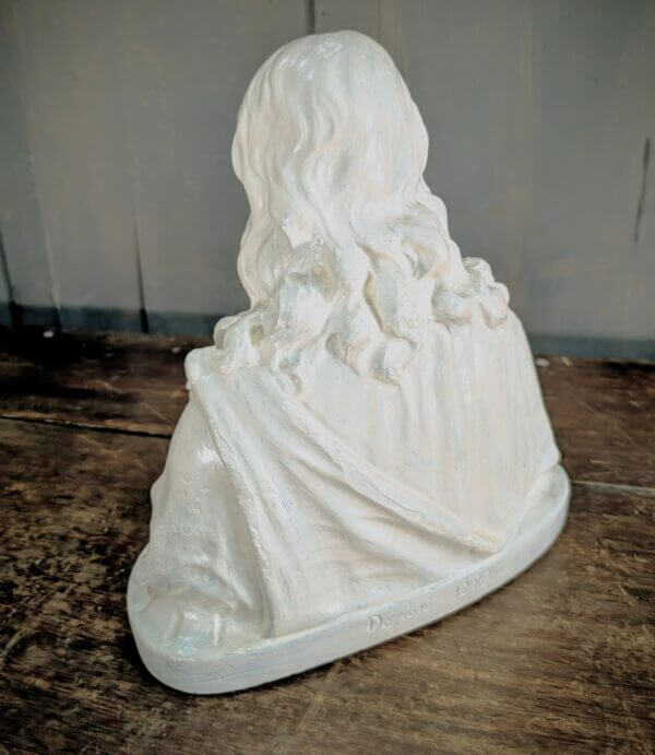 Large White Antique French Bust of Christ the Sacred Heart
