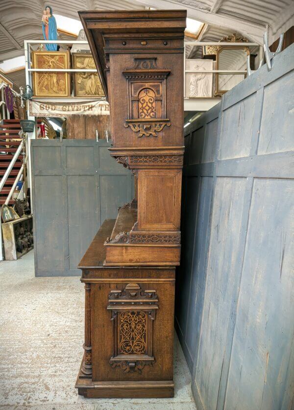 Fantastic 1888 Outsize German Oak Walnut Marquetry Cabinet