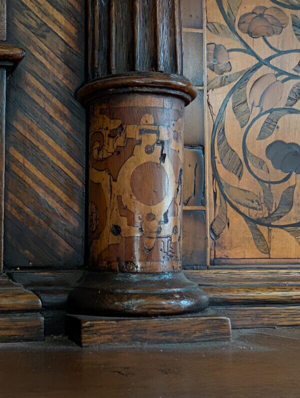 Fantastic 1888 Outsize German Oak Walnut Marquetry Cabinet