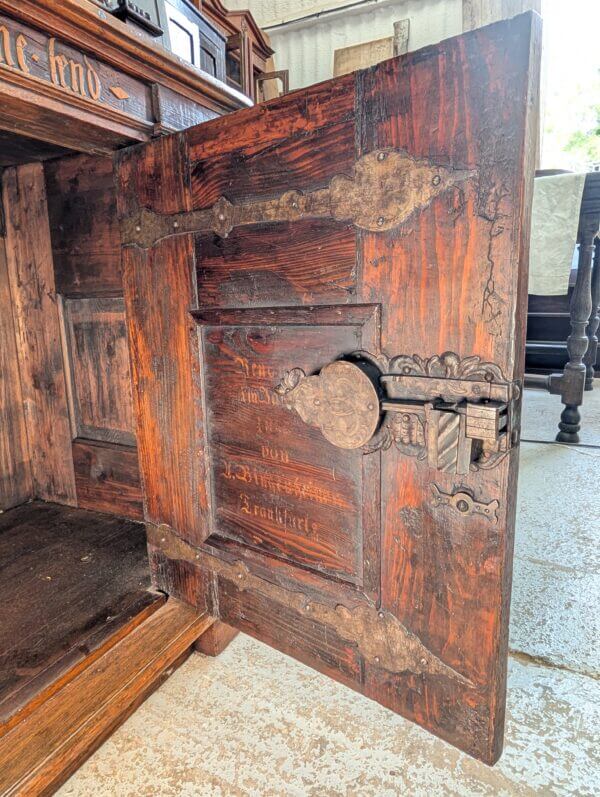 Fantastic 1888 Outsize German Oak Walnut Marquetry Cabinet