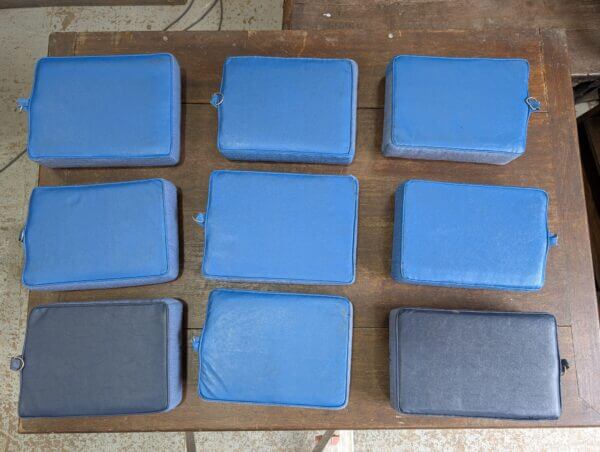 Set of Nine Church Kneelers Hassocks Cushions with Decorative Cross Designs