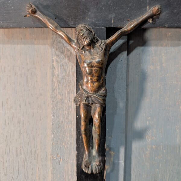 Rare 1700's Bronze & Teak French Crucifix