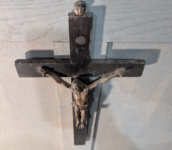 Rare 1700's Bronze & Teak French Crucifix