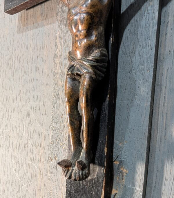 Rare 1700's Bronze & Teak French Crucifix