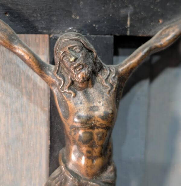 Rare 1700's Bronze & Teak French Crucifix