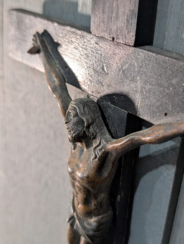 Rare 1700's Bronze & Teak French Crucifix