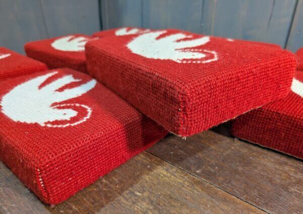 Simple & Stylish Embroidered Red & White 'Dove' Church Hassocks Cushions Kneelers Set of 9
