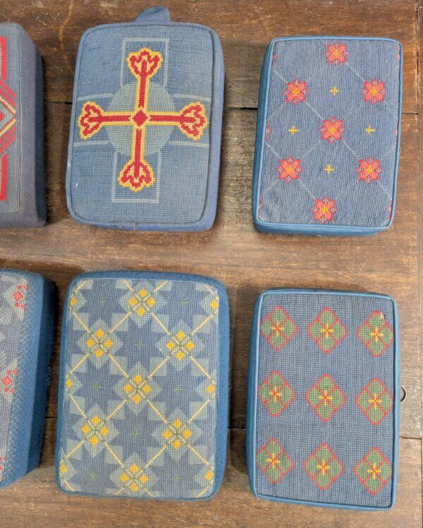 Embroidered Harlequin Set of 8 Church Kneelers Hassocks Cushions