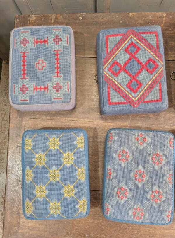 Embroidered Harlequin Set of 8 Church Kneelers Hassocks Cushions