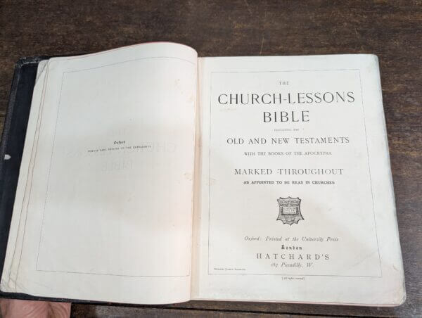 Large Leather Bound 1924 Oxford Church Lessons Bible