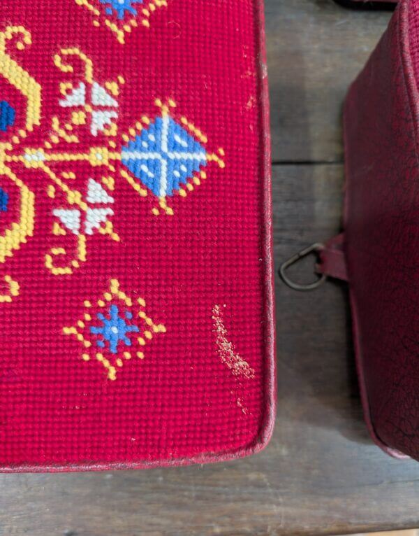 Set of 6 Embroidered Red Church Kneelers Hassocks Cushions #1