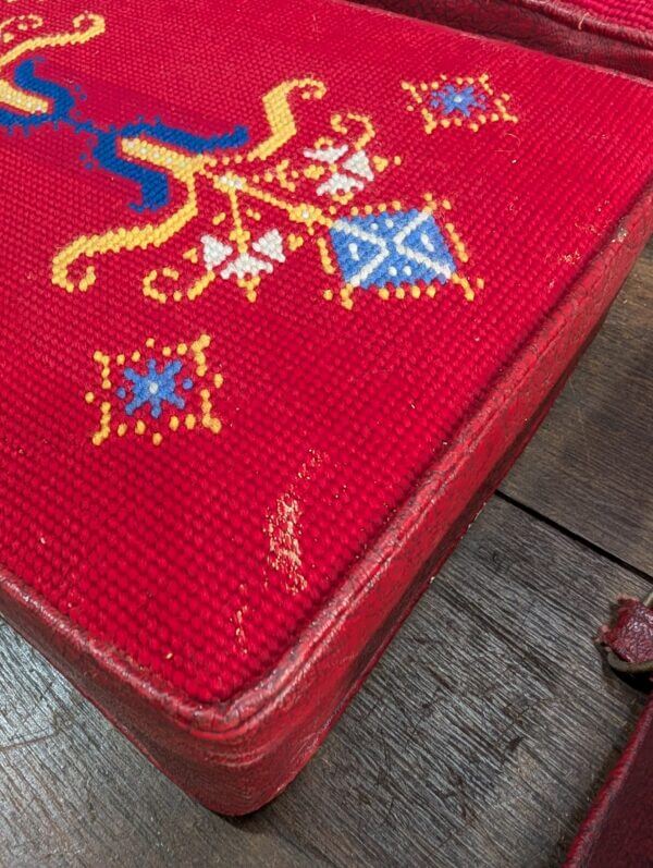 Set of 6 Embroidered Red Church Kneelers Hassocks Cushions #1
