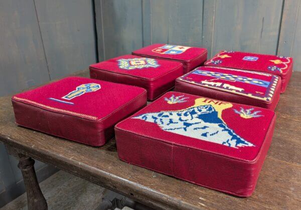 Set of 6 Embroidered Red Church Kneelers Hassocks Cushions #2