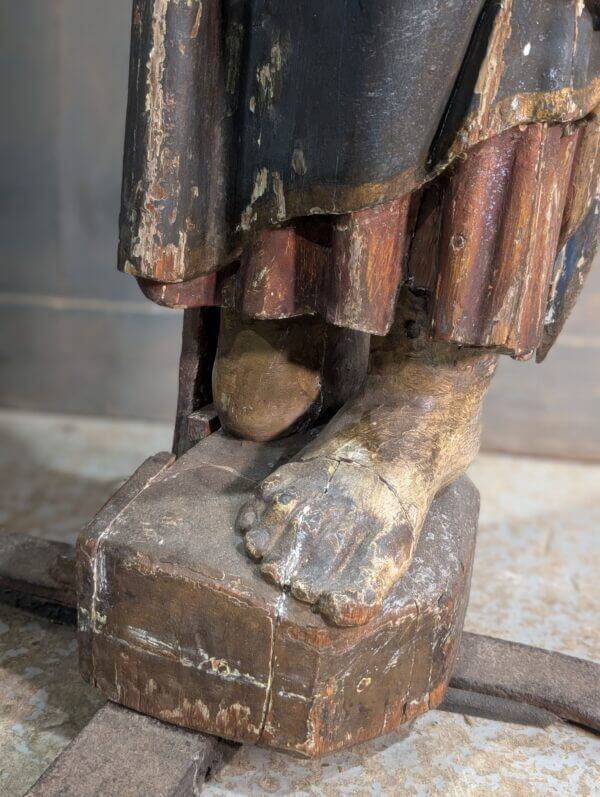 Very Early Pre-Reformation Caved Wooden Polychrome Religious Statue of St John the Evangelist