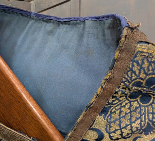 Vintage Well Worn Cope Old Blood Red Damask Silk with Broad Gold/Blue Orphreys