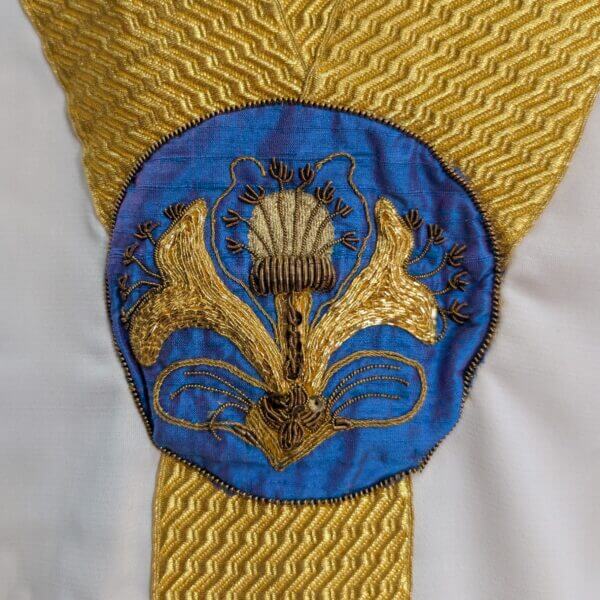 Modern 1980's Buttermilk Chasuble with Gold Orphreys Chalice & Lilies