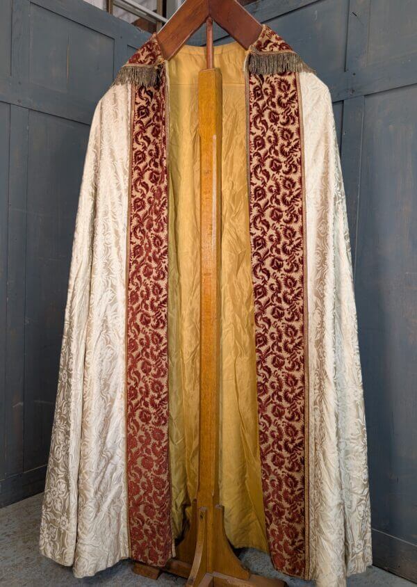 1950's Vintage Damask & Brocade Cream & Russet Silk Cope