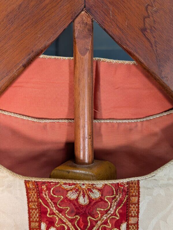 Very Fine Dark Cream Damask Silk with Ornate Gold Embroidered Orphreys - Needs Repair