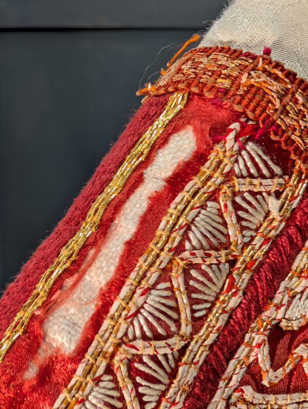 Very Fine Dark Cream Damask Silk with Ornate Gold Embroidered Orphreys - Needs Repair
