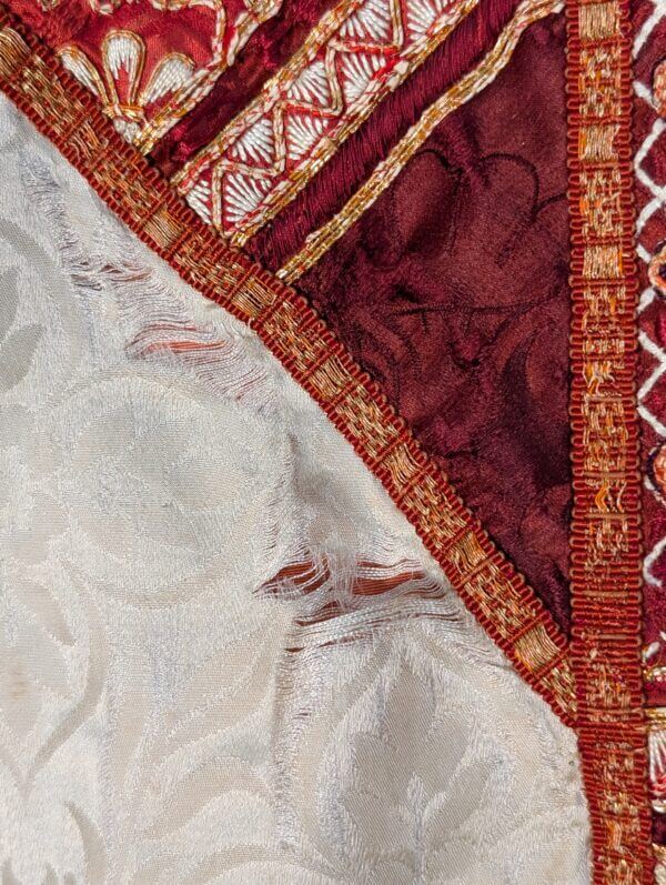 Very Fine Dark Cream Damask Silk with Ornate Gold Embroidered Orphreys - Needs Repair