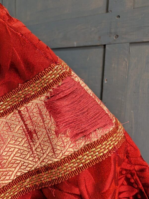 Vintage Carmine Damask Silk 'Dove of Peace' Chasuble with Stole - Project -