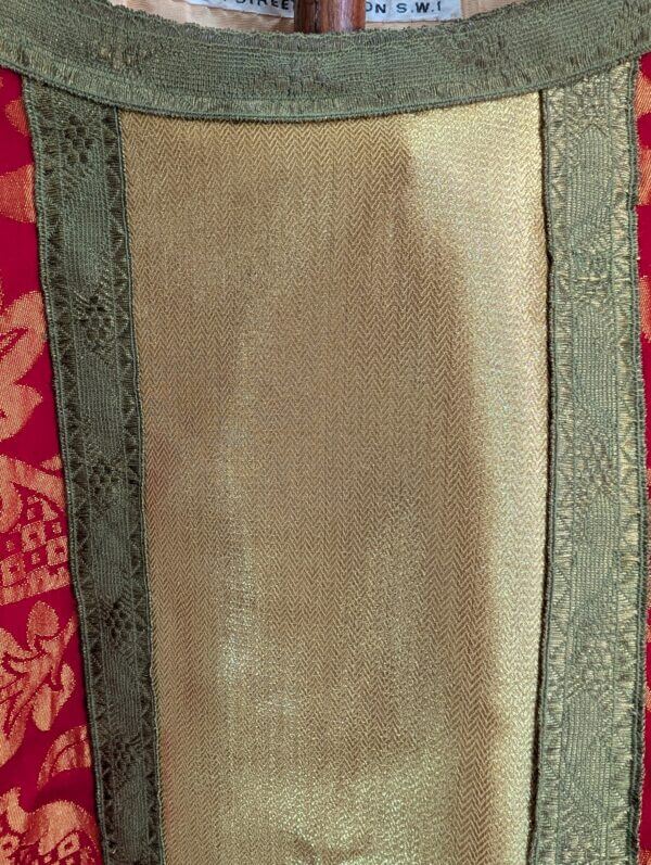 Watts & Co Red & Gold Silk Damask Chasuble with Large Cross plus Stole Burse Veil