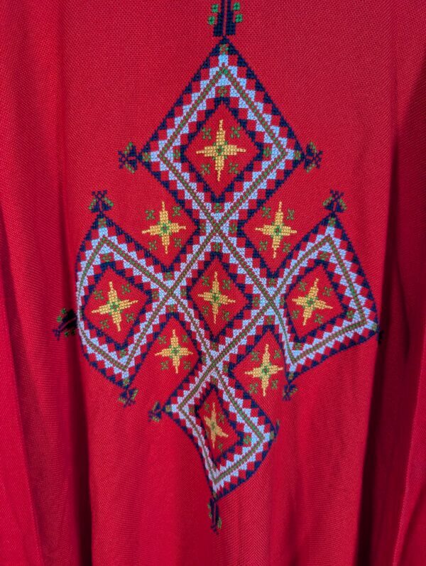 Bethlehem Made Embroidered Red Cotton Chasuble with Stole