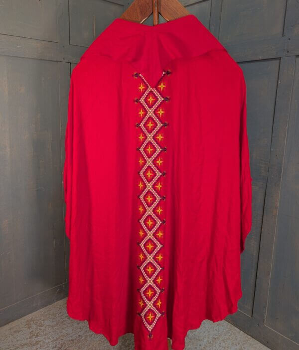 Bethlehem Made Embroidered Red Cotton Chasuble with Stole