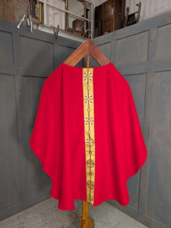Modern Polyester Scarlet & Gold Chasuble with Post Deco Designs