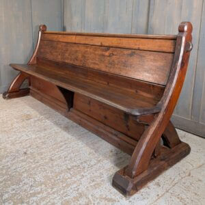 Unusual & Stylish Swept Back 1860’s ‘Y’ Ended Pine Church Pews Benches