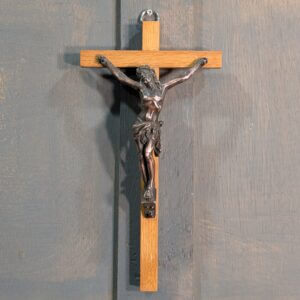 Old & New Copper & Oak Small but Heavy Crucifix