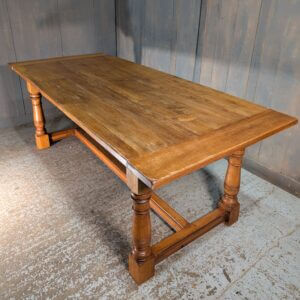 Plank Top Oak Refectory Table with Cannon Legs