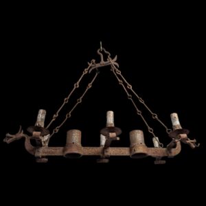 Vintage Iron Five Branch Floor Candelabra