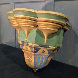 Exceptional Large Painted Pine Church Statue, Cross, Plant Bracket Wall Mounted Shelf