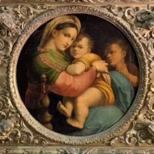 Spectacular Very Large Antique 19th Century Painting after Raphael's Madonna and Child