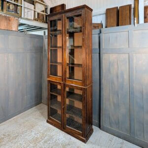 Tall One Piece Glazed Vintage Bookcase