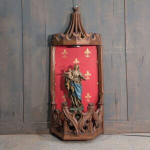 Ornate Antique Oak Gothic Display Niche fro Statue of Madonna