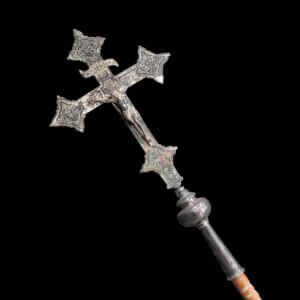 Silver Plated Antique Processional Cross from the Church of Christ the Healer