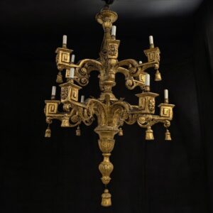 Extremely Large Vintage Centrepiece Statement Carved Wooden Chandelier
