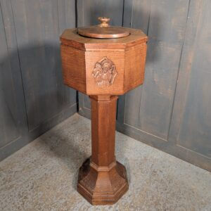 Modern Oak Portable Centenary Church Baptismal Font with Carved Christ