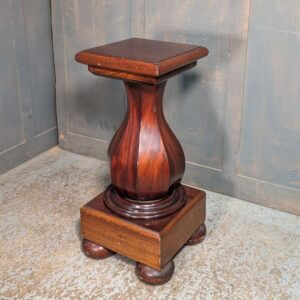 Superb Bulbous Victorian Mahogany Statue Plant Candlestick Holder