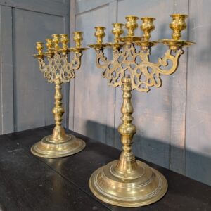 Very Heavy Solid Brass Five Light Benediction Candelabra in the Abramic Tradition