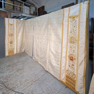 Pair of Highly Ornate and Embroidered Convent Organ Screen Drapes